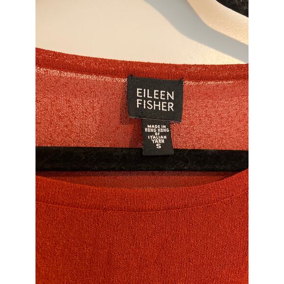 Eileen Fisher Relaxed Fit Long Sleeve Boat Neck Sweater Burnt Orange Size Small - Picture 3 of 5